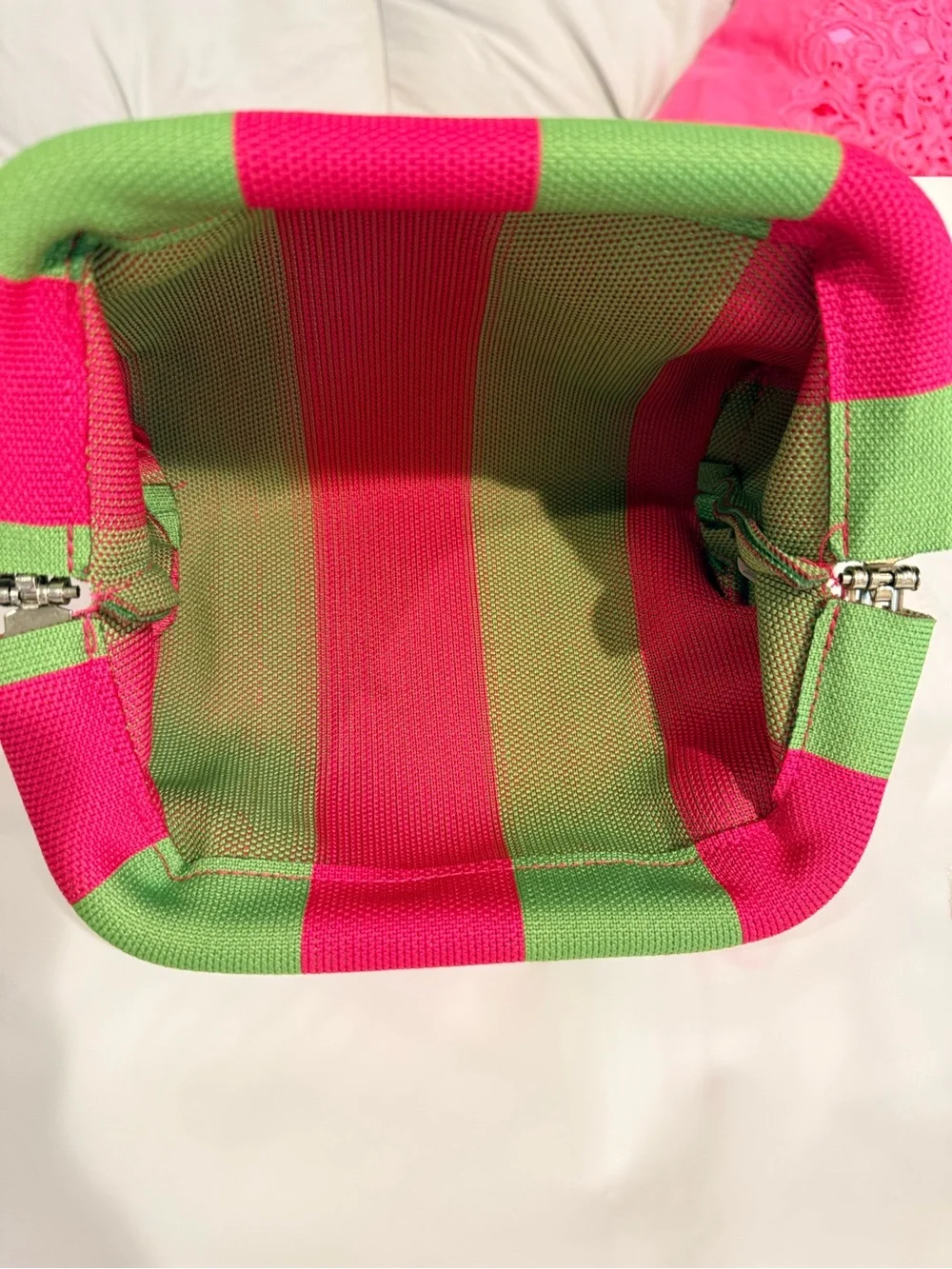Wicked Clutch Purse Pouch Dumpling Bag Stripes Pink Green Travel Organizer